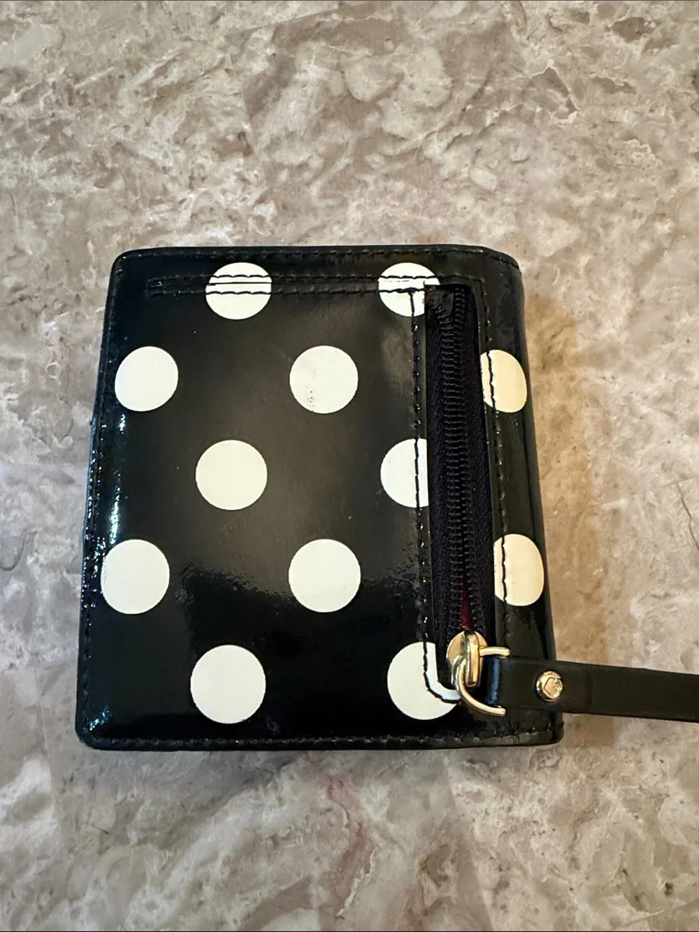 kate spade Black Patent Polka Dot Wallet with Cream Dots - Picture 16 of 16